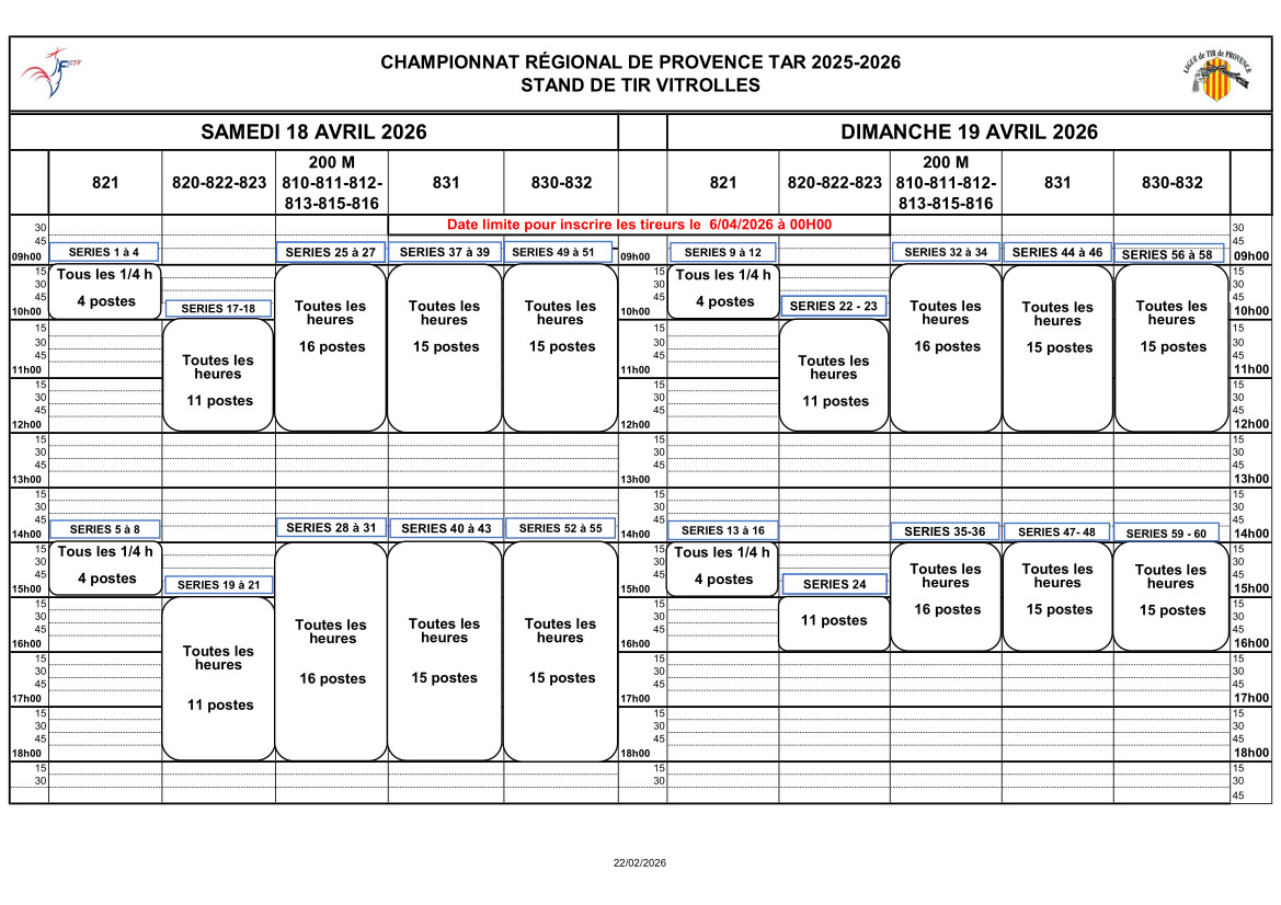 Plan de tir régionaux TAR